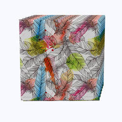 Drawn Feathers with Watercolor Spots Napkins