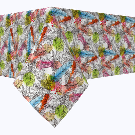 Drawn Feathers with Watercolor Spots Tablecloths
