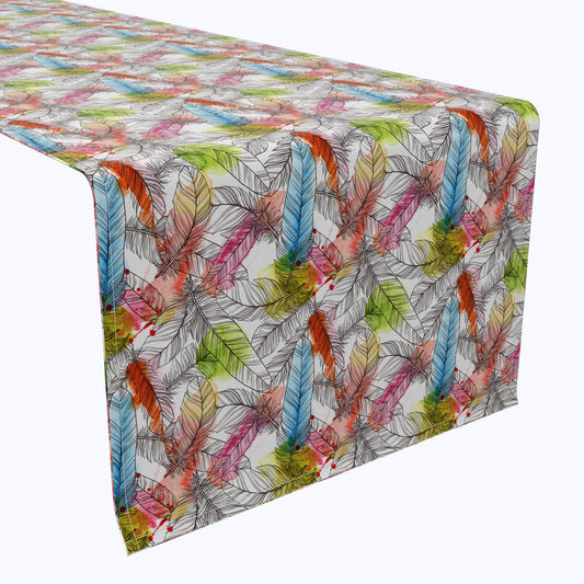 Drawn Feathers with Watercolor Spots Table Runners