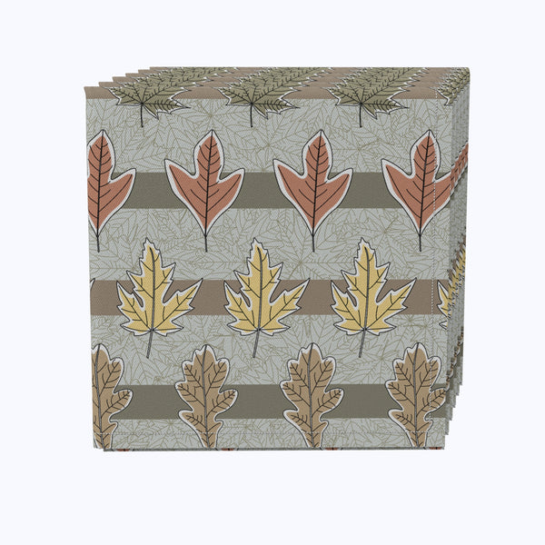 Fall Leaves in Stripes Cotton Napkins