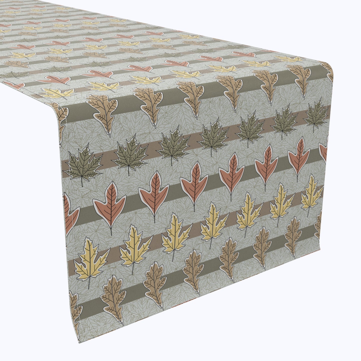 Fall Leaves in Stripes Cotton Table Runners
