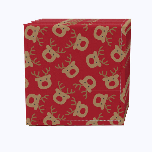 Festive Reindeer Allover Cotton Napkins