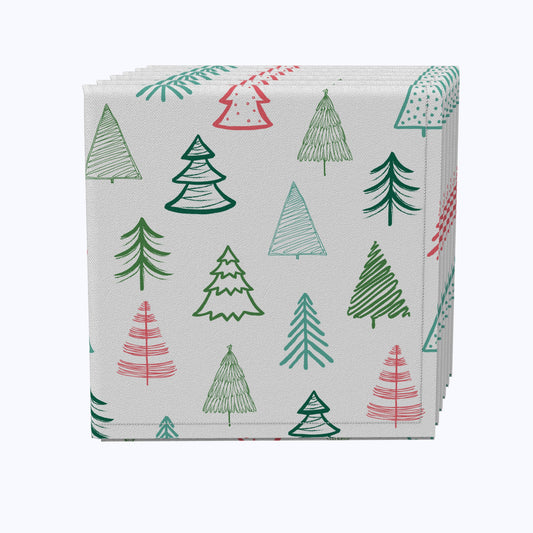 Fir Tree Doodles Cotton Napkins