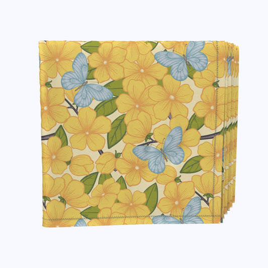 Flowering Trees and Blue Butterflies Napkins