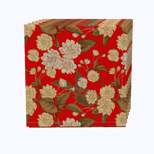 Golden Floral Blossom Napkins