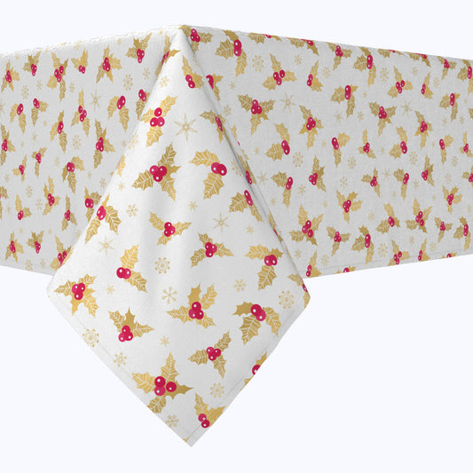 Golden Holly Berry Leaves Cotton Rectangles