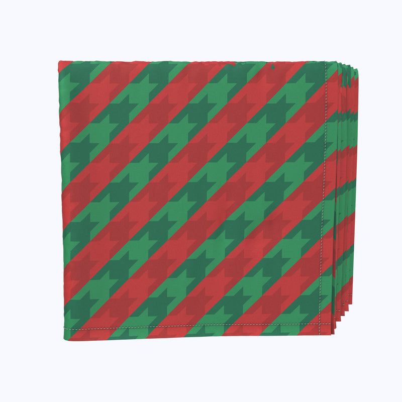Green & Red Houndstooth Stripe Napkins