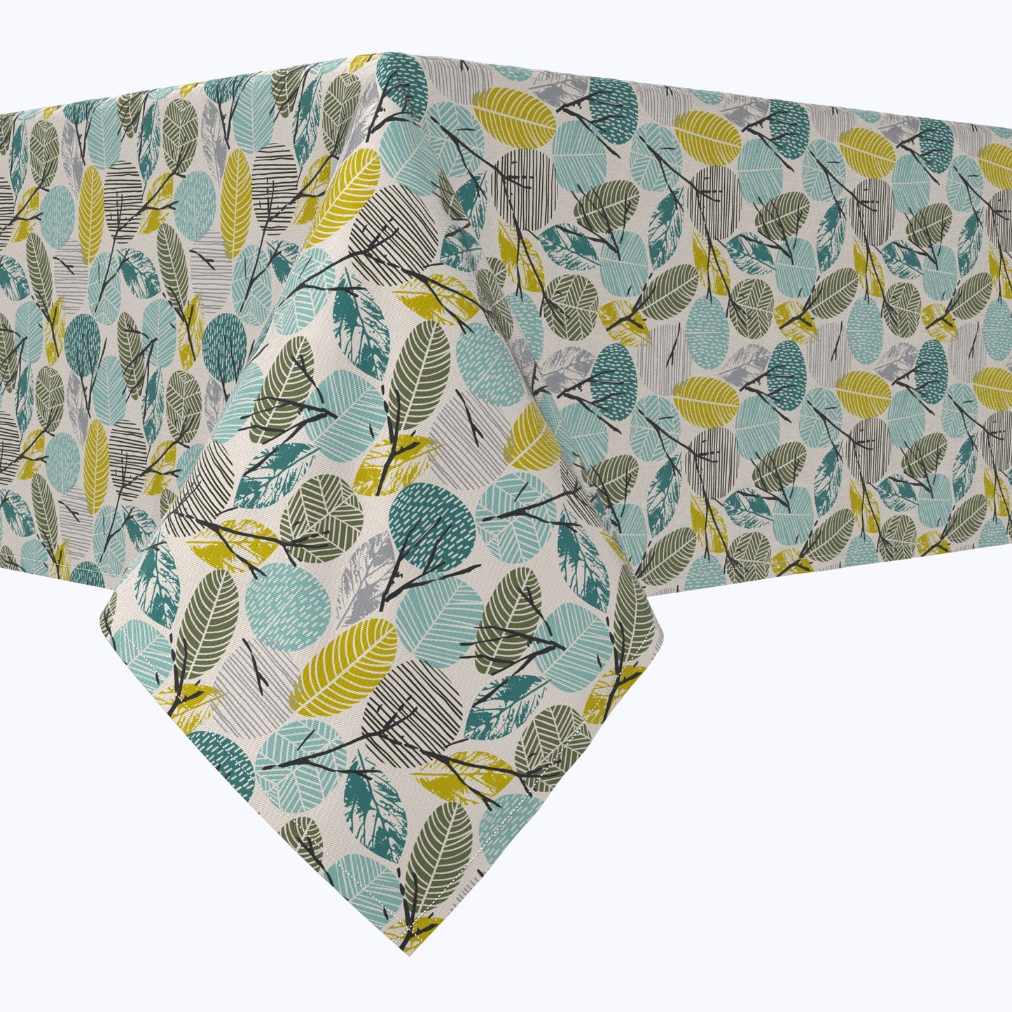 Hand Drawn Abstract Leaves Cotton Rectangles