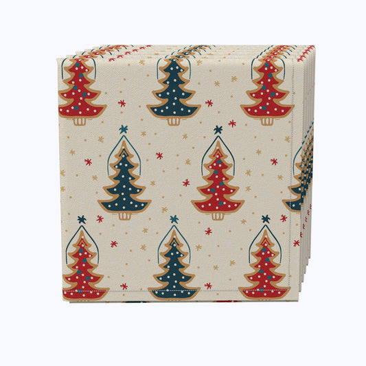 Hand Drawn Christmas Trees Cotton Napkins