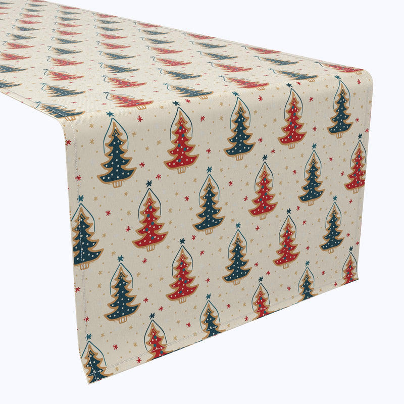 Hand Drawn Christmas Trees Cotton Table Runners