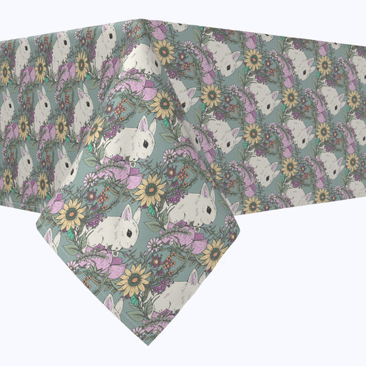Hand Drawn Flowers and Rabbits Rectangles
