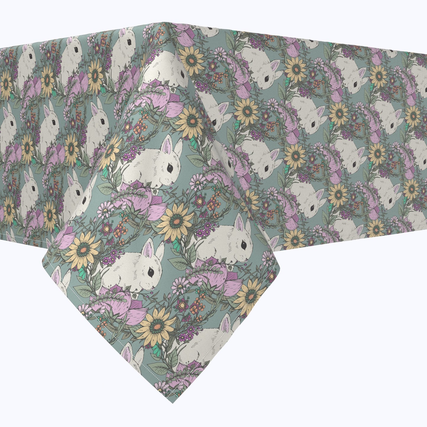 Hand Drawn Flowers and Rabbits Squares