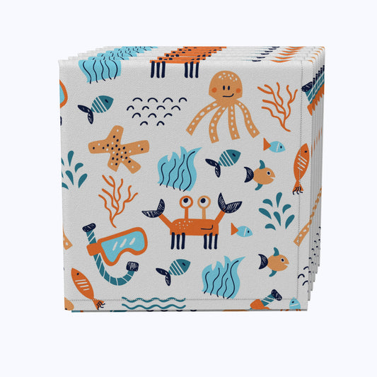 Hand Drawn Marine Life Napkins