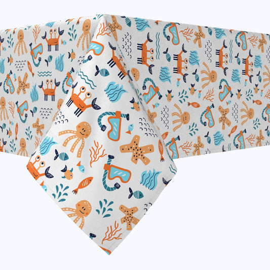 Hand Drawn Marine Life Cotton Rectangles