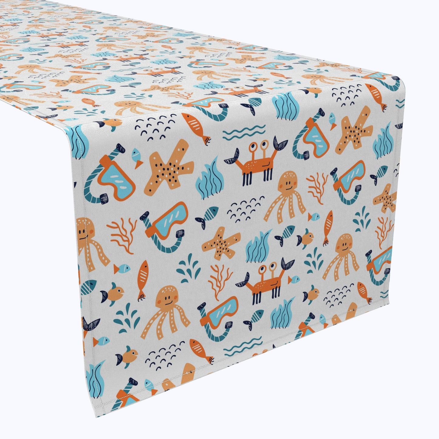 Hand Drawn Marine Life Table Runners