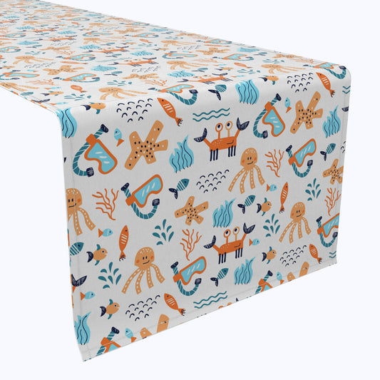 Hand Drawn Marine Life Table Runners