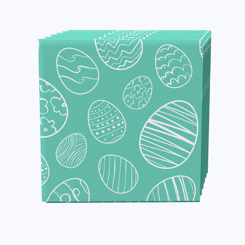 Hand Drawn Easter Eggs Teal Napkins