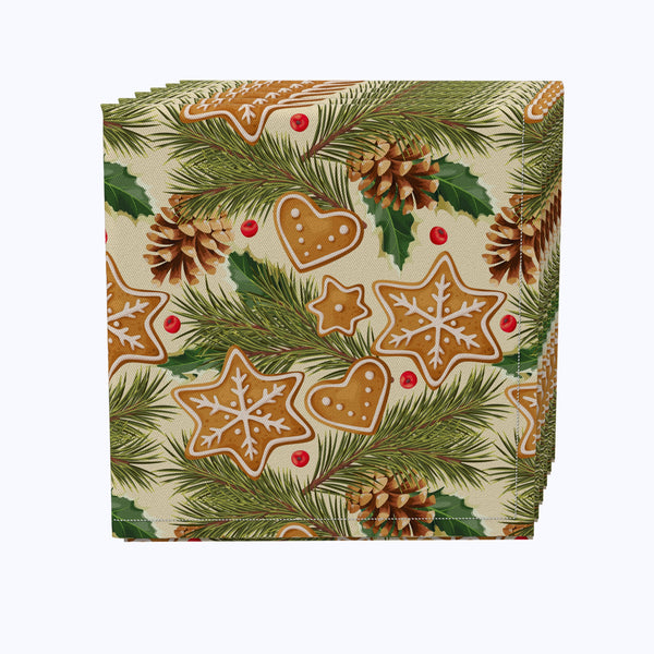 Holiday Gingerbread Cookies & Pinecones Napkins