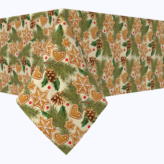 Holiday Gingerbread Cookies & Pinecones Tablecloths
