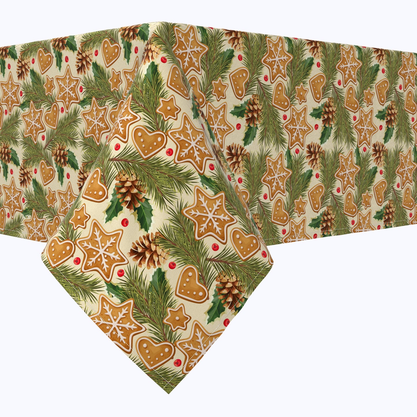 Holiday Gingerbread Cookies & Pinecones Cotton Rectangles
