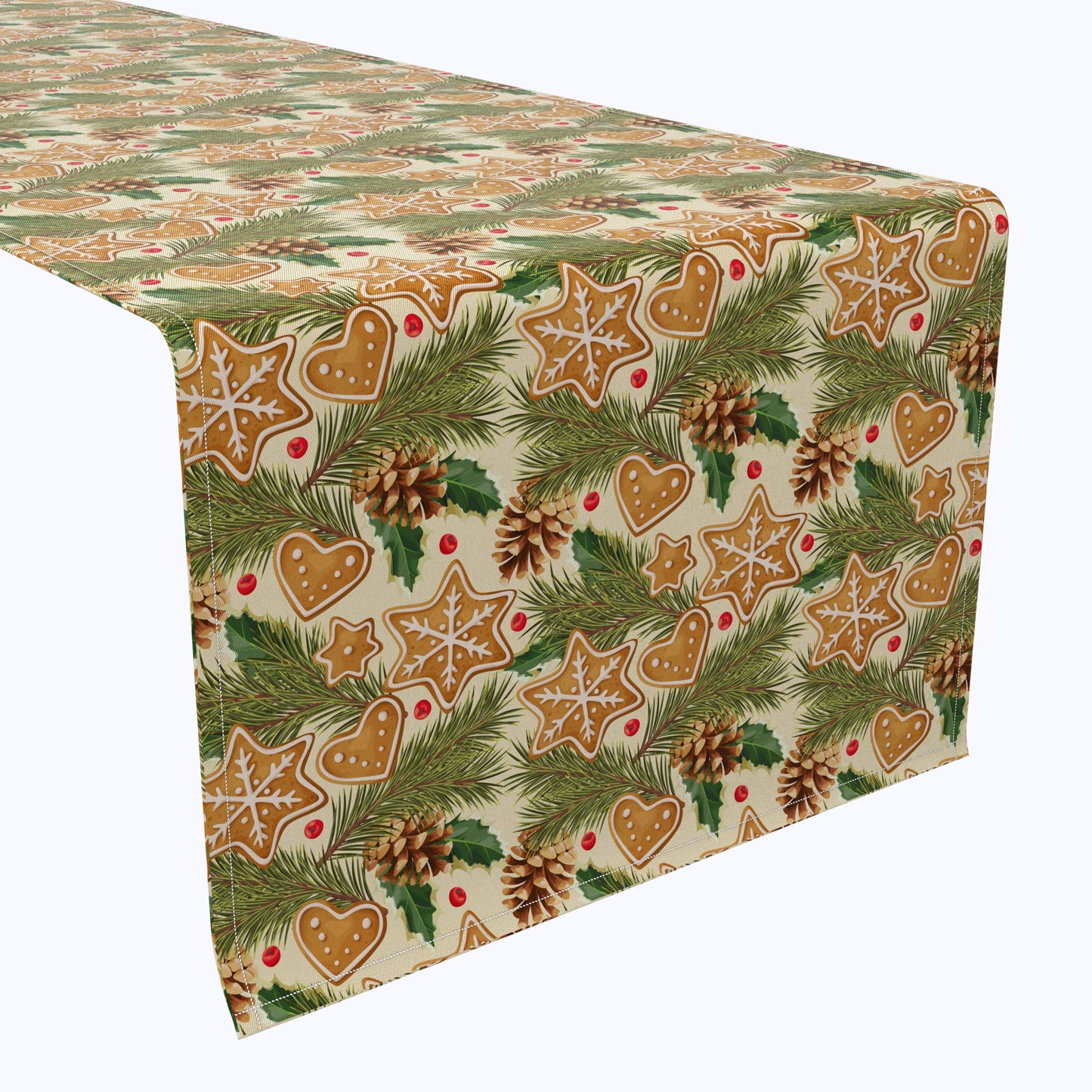 Holiday Gingerbread Cookies & Pinecones Table Runners