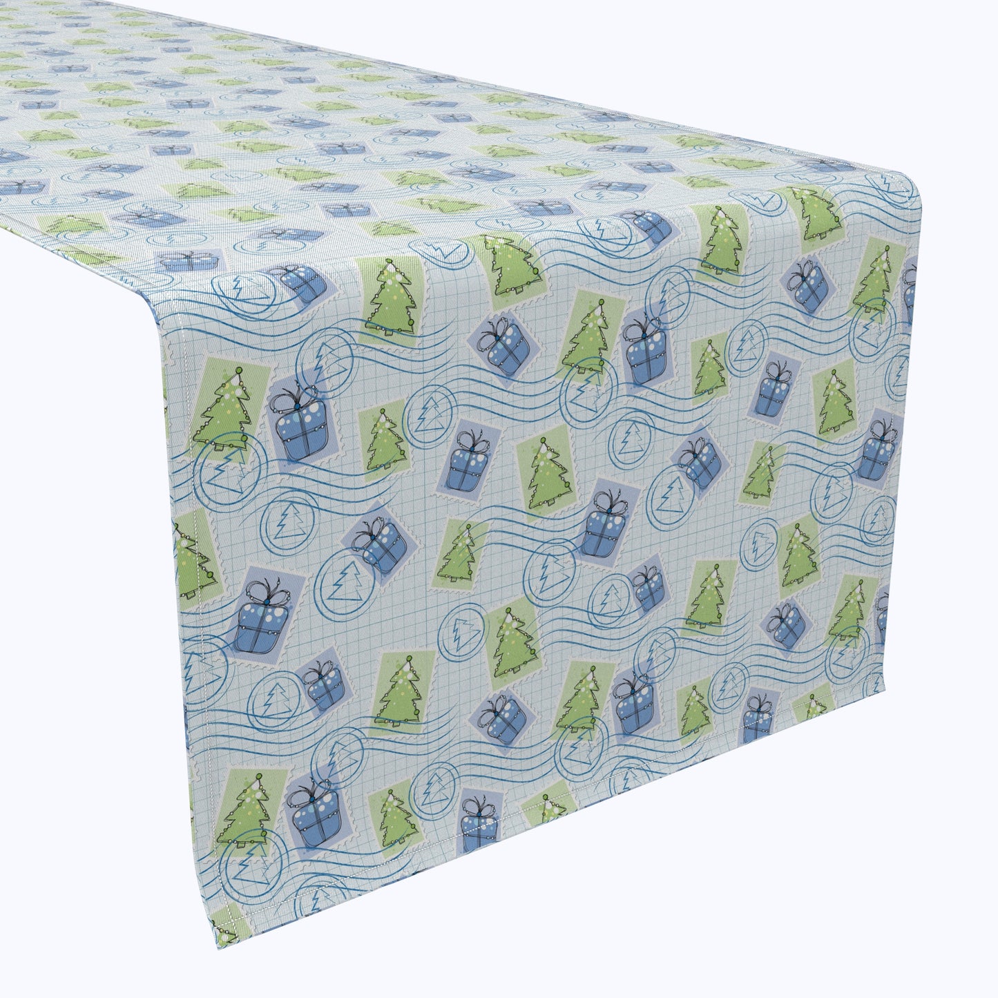 Holiday Postage Stamps Cotton Table Runners