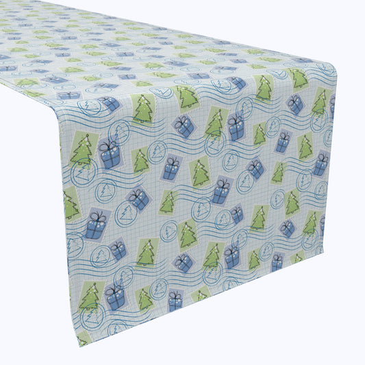 Holiday Postage Stamps Cotton Table Runners