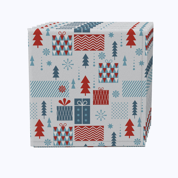 Holiday Stylized Gift Boxes Cotton Napkins