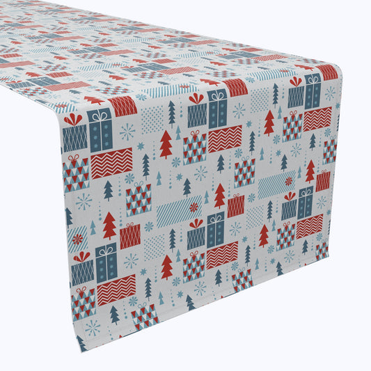 Holiday Stylized Gift Boxes Cotton Table Runners