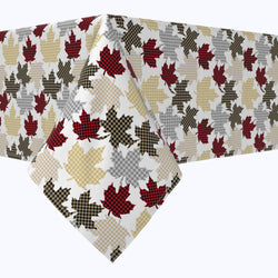 Houndstooth Maple Leaves Cotton Rectangles