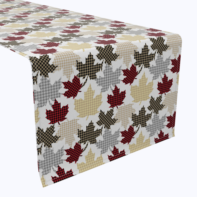 Houndstooth Maple Leaves Cotton Table Runners
