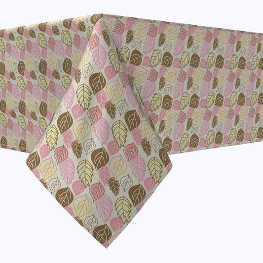 Illustrated Pink Leaves Cotton Squares