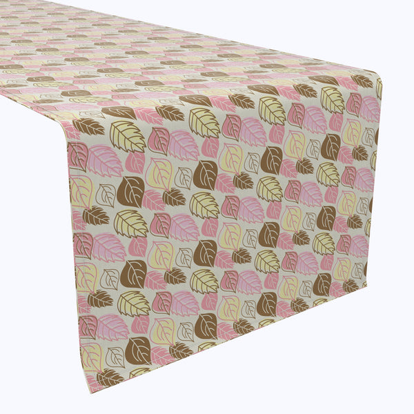 Illustrated Pink Leaves Cotton Table Runners
