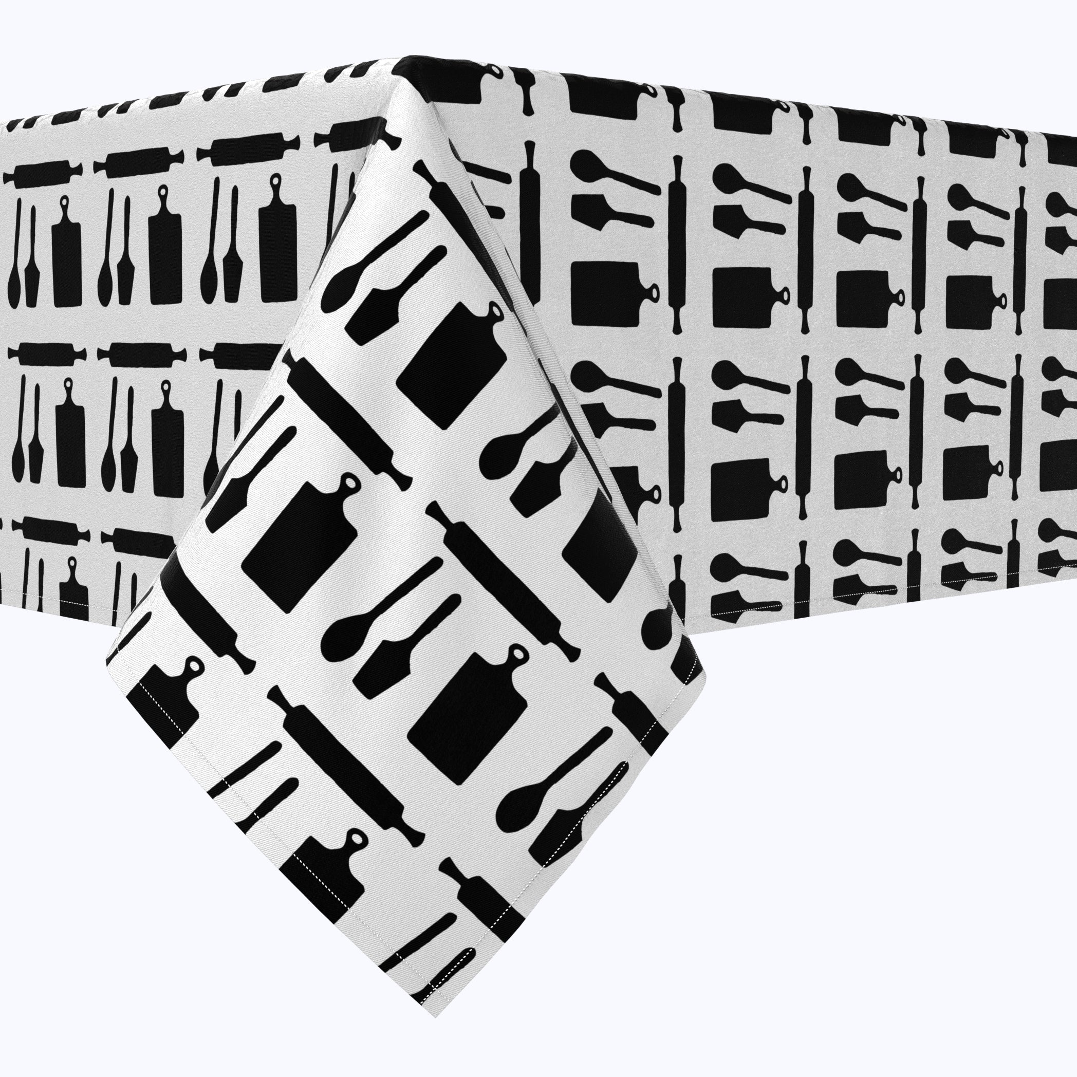 Kitchen Icons Black Cotton Rectangles – Tablecloth.com