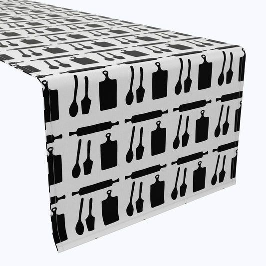 Kitchen Icons Black Table Runners