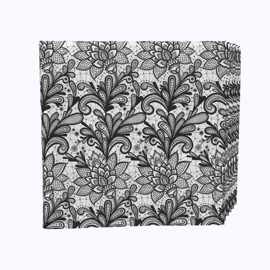 Lace Doodles Black & White Napkins