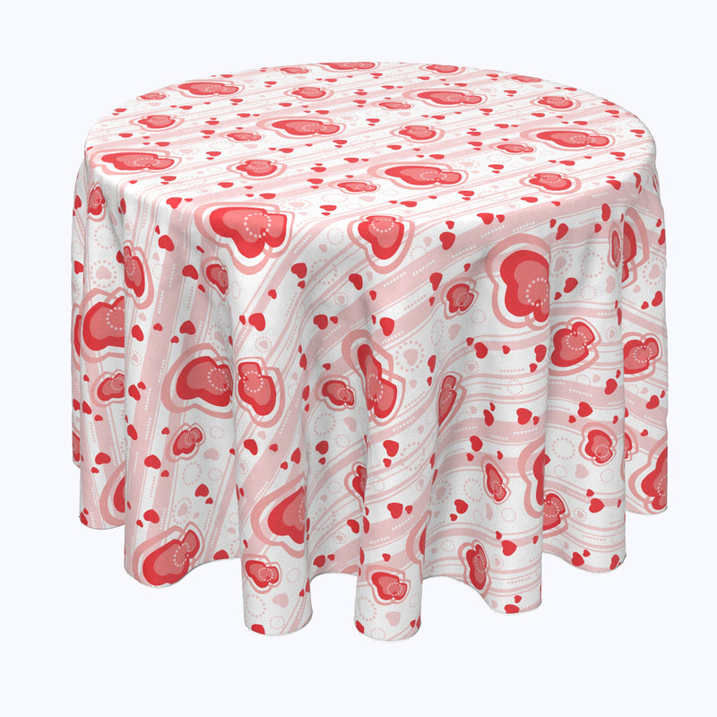 Multi Hearts in Stripes Round Tablecloths