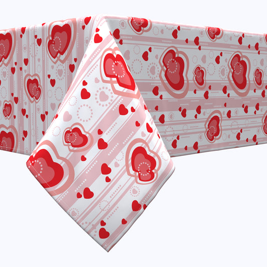 Multi Hearts in Stripes Rectangle Tablecloths