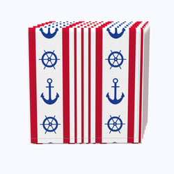 Nautical Red Stripe Anchors & Wheels Napkins