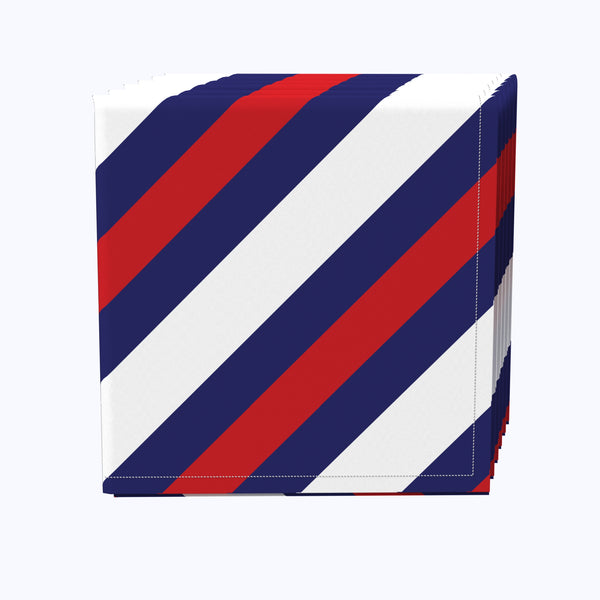 Nautical Red & Blue Diagonal Stripe Napkins