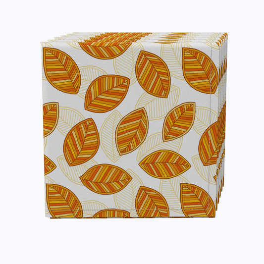 Orange Fall Leaves Cotton Napkins