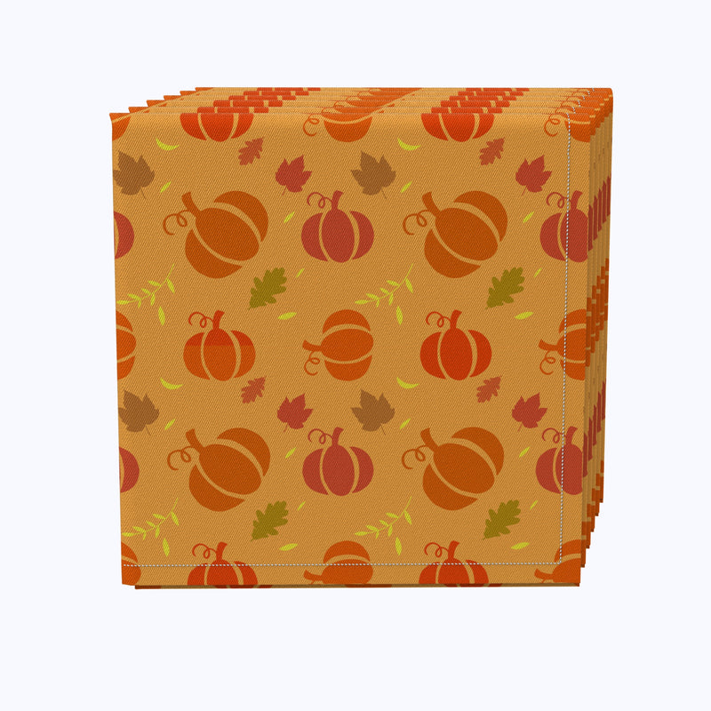 Orange Stenciled Pumpkins Cotton Napkins