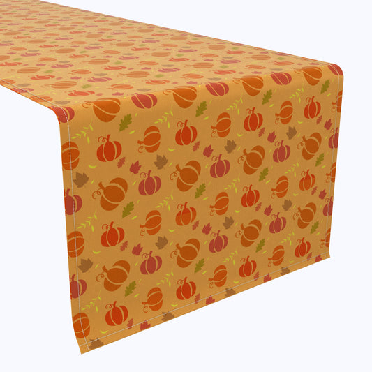 Orange Stenciled Pumpkins Cotton Table Runners