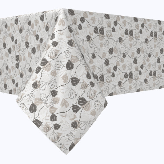 Outlined Abstract Leaves Cotton Rectangles