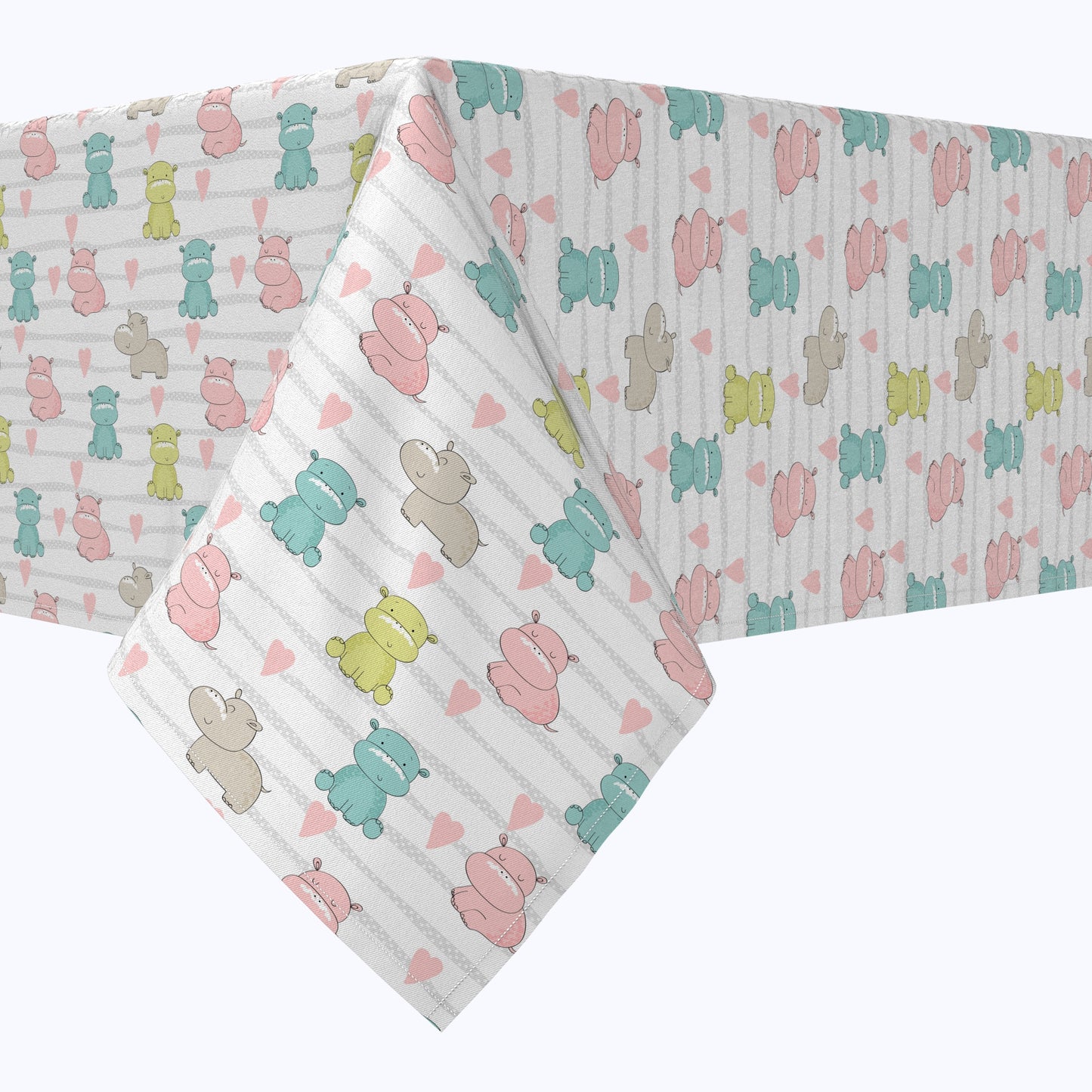 Pastel Hippos Cotton Rectangles