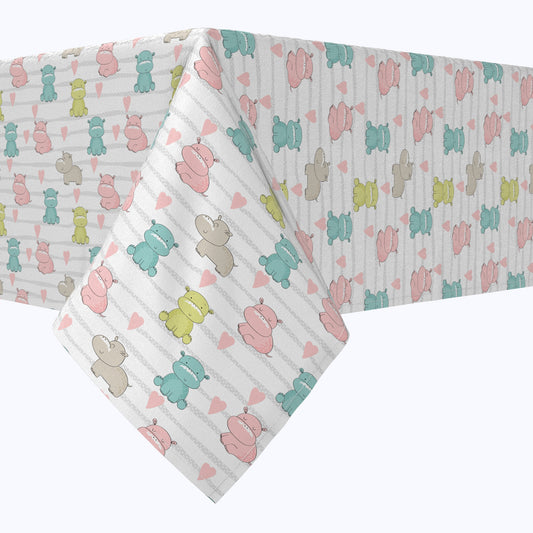 Pastel Hippos Cotton Rectangles