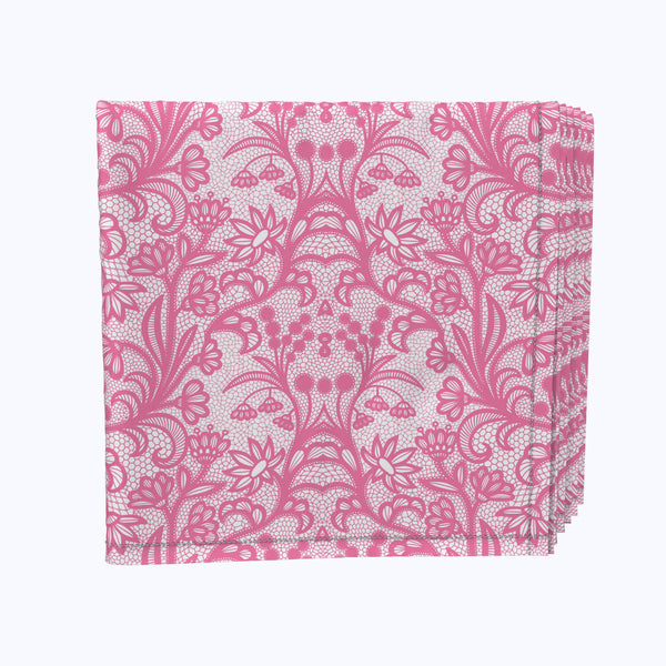 Pink Lace With Flowers Napkins