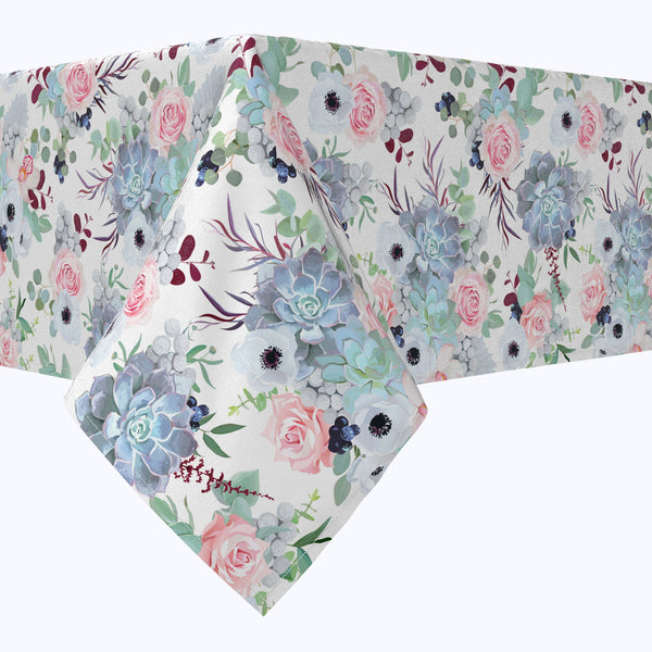 Pink Roses & Succulents Cotton Rectangles