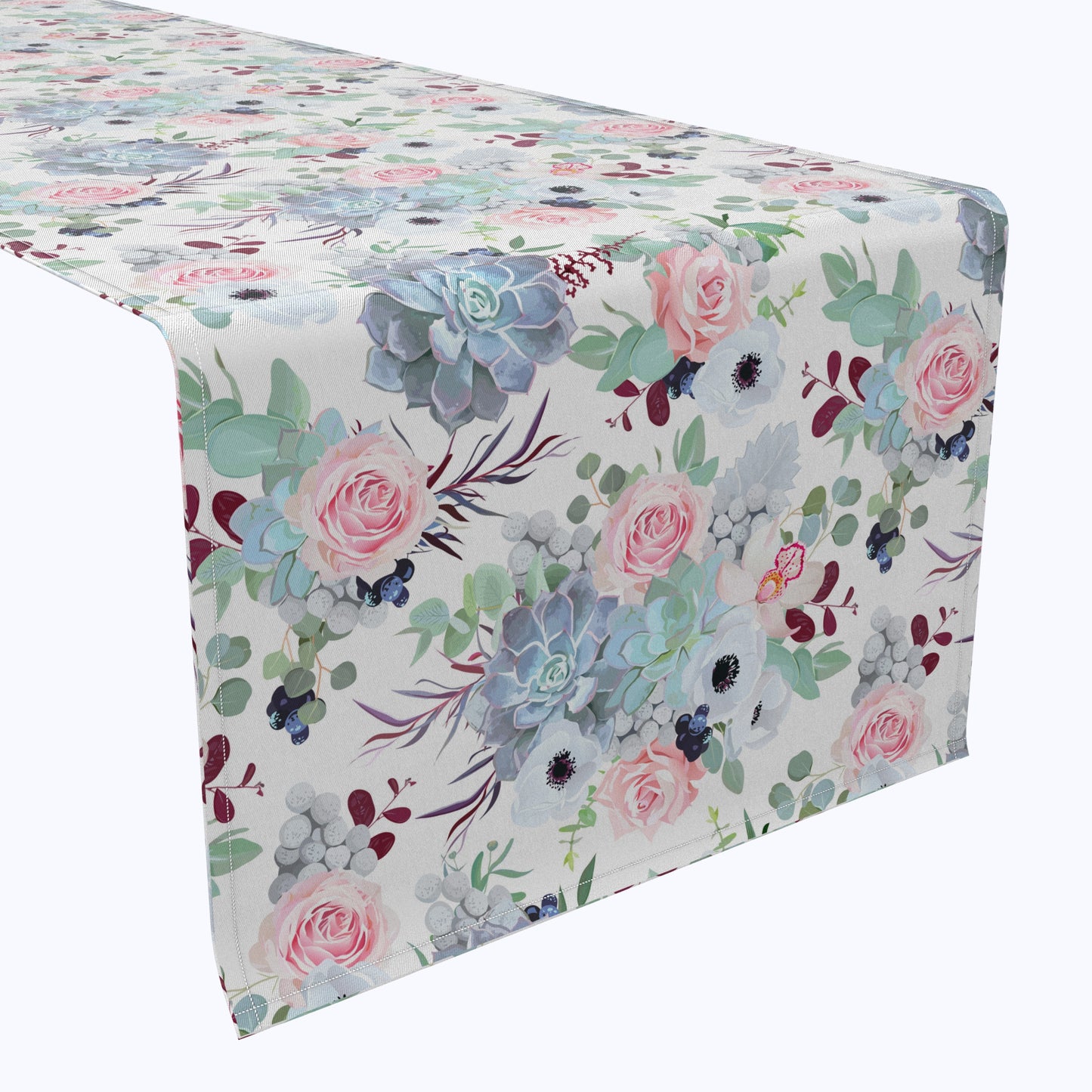 Pink Roses & Succulents Table Runners