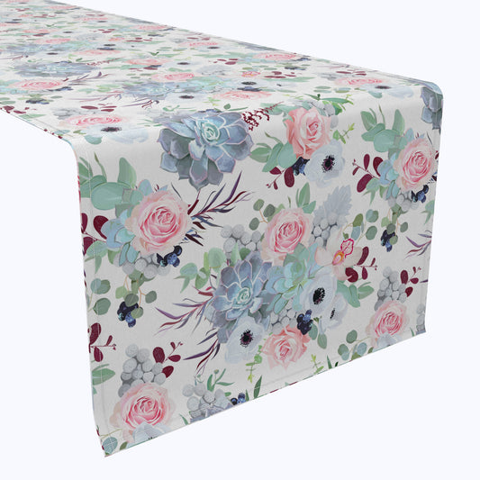 Pink Roses & Succulents Table Runners